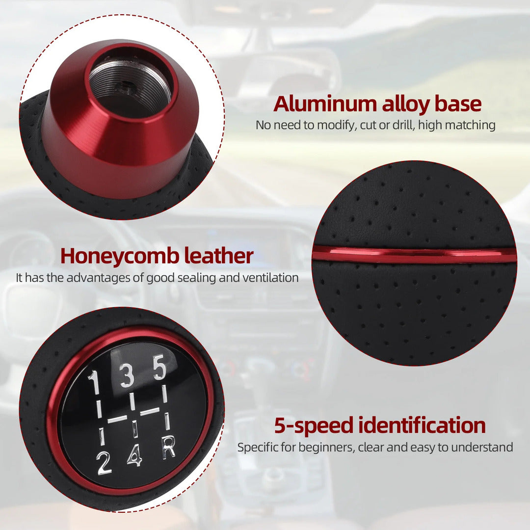 Universal PU Leather 5 Speed Gear Shift Knob